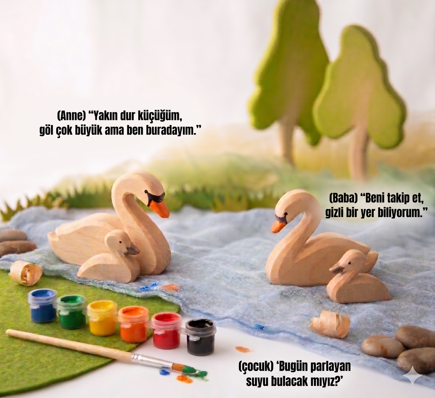 Ahşap Kuğu Boyama seti